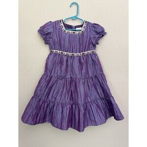Hanna Andersson Short Sleeve Purple Dress Size 100 US Size 4 With Trim
